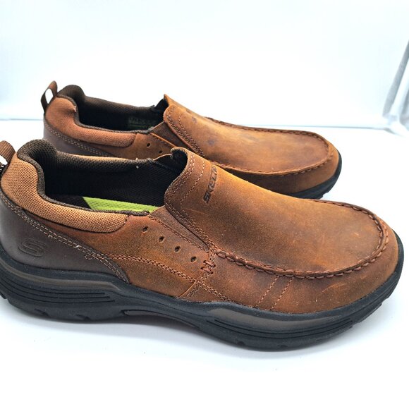 Skechers Mens Expended -Sevenoleather Slip on Leather Slip on Moccasin  - Size 9 - Picture 1 of 16